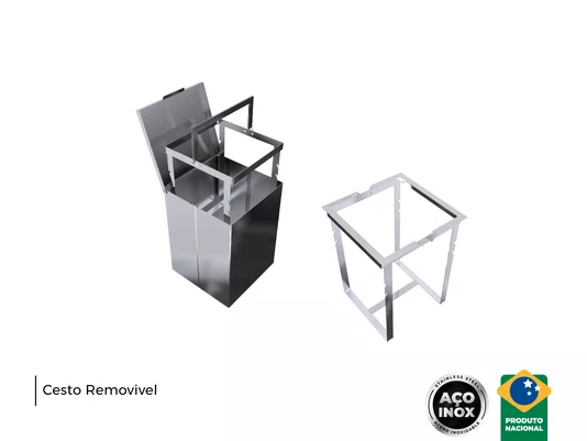 Lixeira Inox Quadratta 7,5l Calha Úmida Com Tampa Articulada Polida