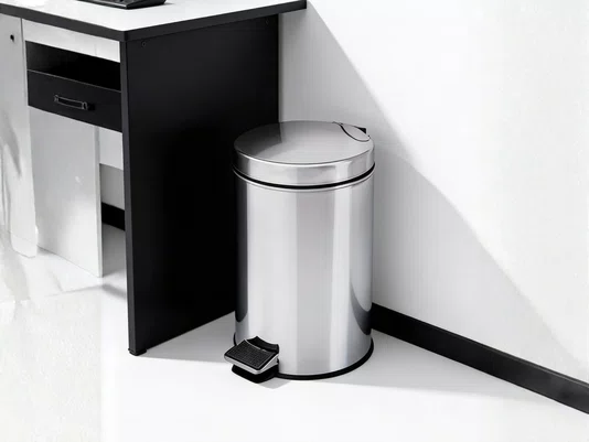 Lixeira Inox 8L com Pedal e Cesto Interno para Cozinha e Escritório