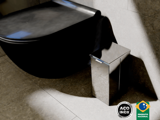 Lixeira Inox Slim 6,5l Calha Úmida Com Tampa Articulada Polida