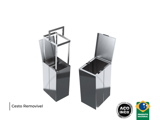 Lixeira Inox Slim 6,5l Calha Úmida Com Tampa Articulada Polida