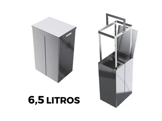 Lixeira Inox Slim 6,5l Calha Úmida Com Tampa Articulada Polida