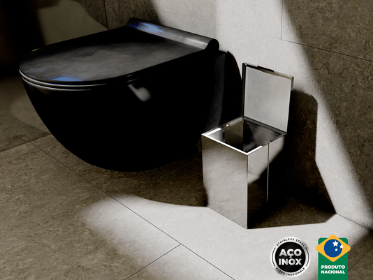 Lixeira Inox Quadratta 7,5l Calha Úmida Com Tampa Articulada Polida