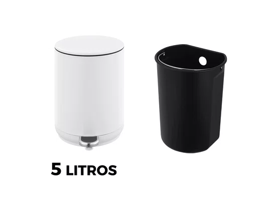 Lixeira Cozinha Escritório 5l Branca Pedal Com Amortecimento