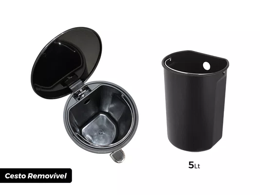 Lixeira Metal Linius Essence 5l Preta Pedal Com Amortecedor
