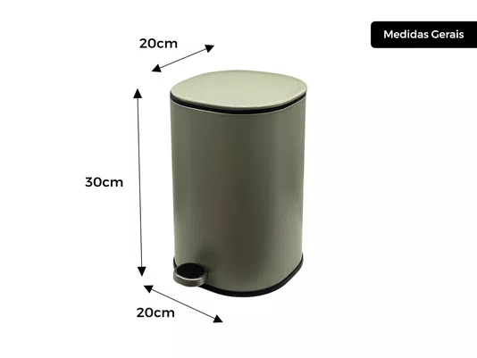 Lixeira Metal Linius Serenity 5L Cor Verde Sage e Pedal Com Amortecimento