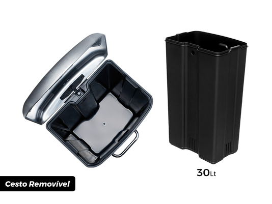 Lixeira Nobille 30L Com Pedal e Sistema de Amortecimento Para Tampa Em Aço Inox Escovado
