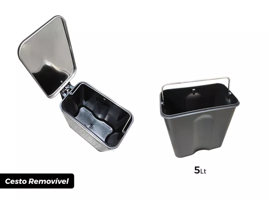 Lixeira Linius Inox Escovado 5L Pedal e Tampa com Amortecimento