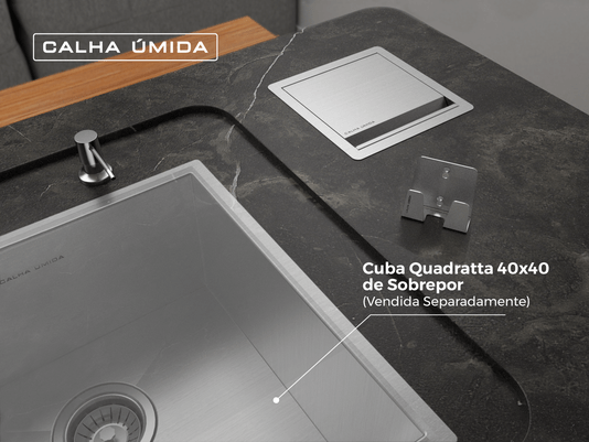 Lixeira Quadratta 5 L + Dispenser Dosador + Porta Esponja Mini Com Ventosa