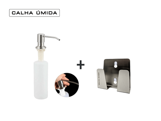 Lixeira Quadratta 5 L + Dispenser Dosador + Porta Esponja Mini Com Ventosa