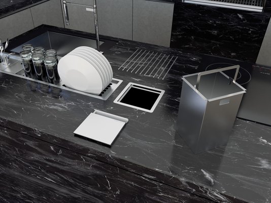Lixeira Quadratta Kitchen 3,9L Em Aço Inox Escovado Com Tampa Articulada