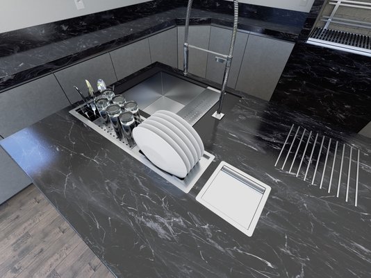 Lixeira Quadratta Kitchen 4L Em Aço Inox Escovado Com Tampa Articulada