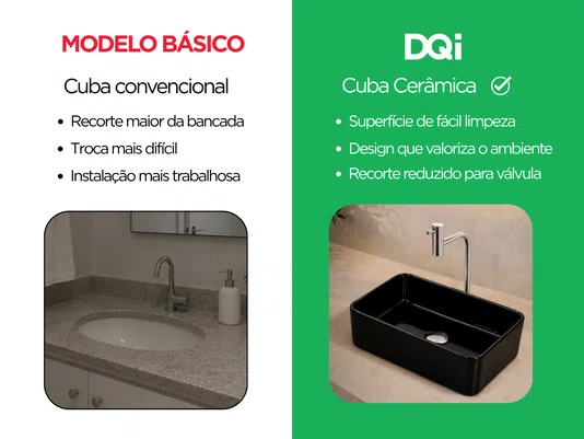Cuba Pia 40x30 Cerâmica de Apoio para Banheiro Lavabo Preta