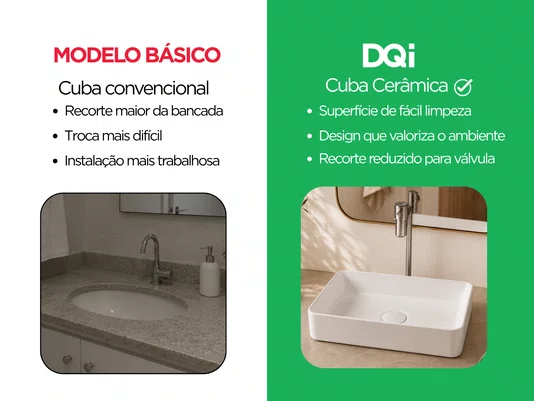 Cuba Retangular de Apoio para Banheiro Cerâmica Branca 50x33