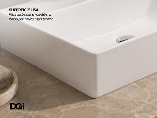 Cuba de Sobrepor para Banheiro Lavabo Cerâmica Branca 52x36cm com Furação para Torneira