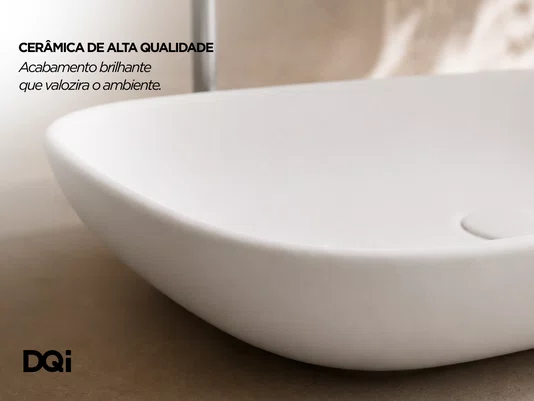 Cuba de Apoio para Banheiro Lavabo Retangular Cerâmica Branca Fosca 65x41cm