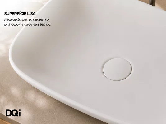 Cuba de Apoio para Banheiro Lavabo Retangular Cerâmica Branca Fosca 65x41cm
