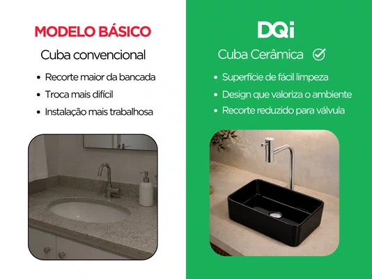 Cuba Pia 48x37 Cerâmica de Apoio para Banheiro Lavabo Preta