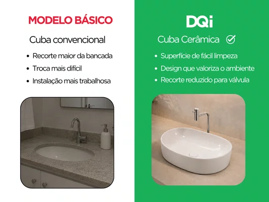 Cuba Pia Cerâmica Branca 51x39 de Apoio para Banheiro Lavabo Formato Orgânico