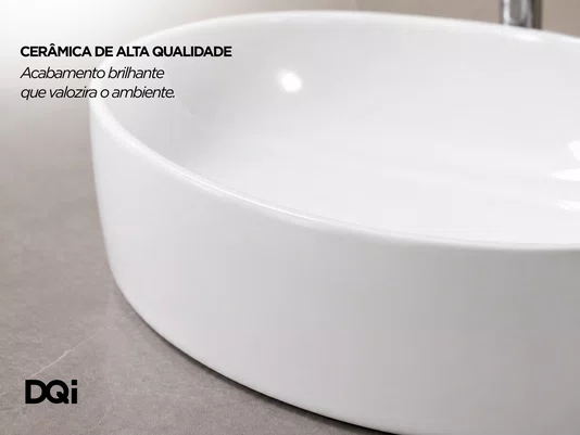 Cuba Pia Cerâmica Branca 51x39 de Apoio para Banheiro Lavabo Formato Orgânico