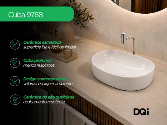 Cuba Pia Cerâmica Branca 51x39 de Apoio para Banheiro Lavabo Formato Orgânico