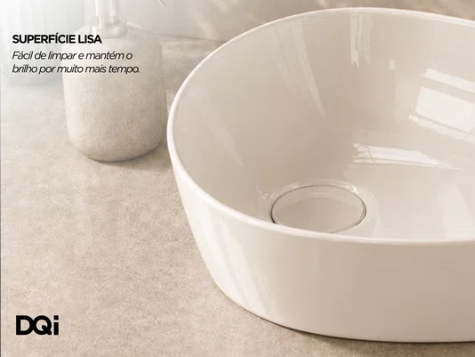 Cuba Pia Cerâmica Branca 55x39 de Apoio para Banheiro Lavabo Formato Orgânico