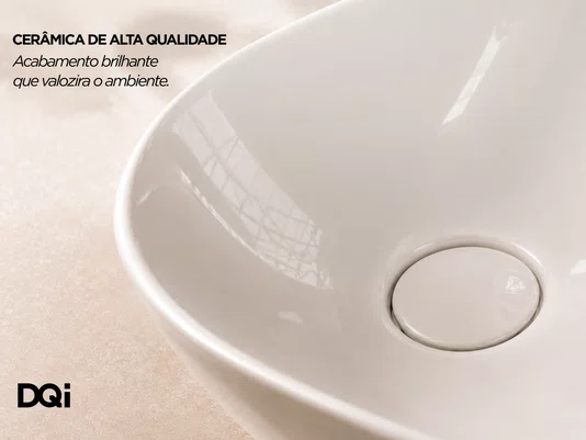 Cuba Pia Cerâmica Branca 55x39 de Apoio para Banheiro Lavabo Formato Orgânico