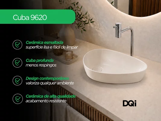 Cuba Pia Cerâmica Branca 55x39 de Apoio para Banheiro Lavabo Formato Orgânico