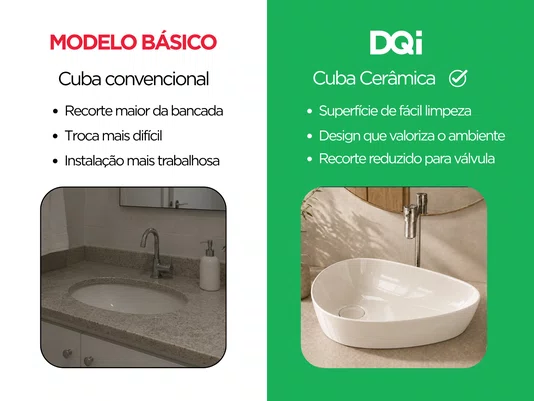 Cuba Pia Cerâmica Branca 55x39 de Apoio para Banheiro Lavabo Formato Orgânico