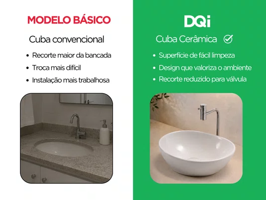 Cuba de Apoio para Banheiro Lavabo Design Orgânico Cerâmica Branca 34x26