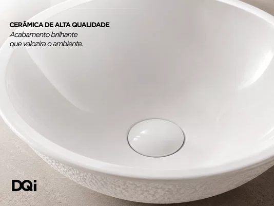 Cuba Pia de Apoio Redonda para Banheiro em Cerâmica Branca Texturizada 41cx41cm