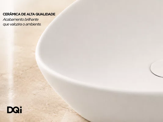 Cuba de Apoio para Banheiro Lavabo Design Oval Branco Fosco 59x39cm