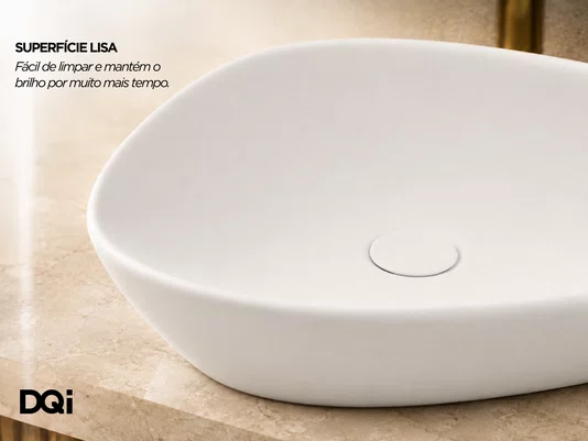 Cuba Pia de Apoio para Banheiro Lavabo  Design Oval Branco Fosco 67x44cm