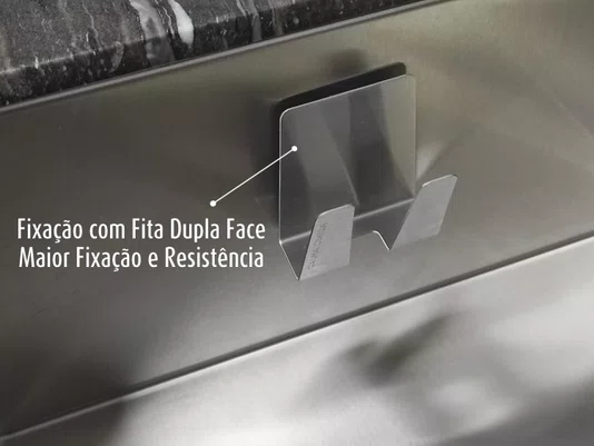 Porta Esponja Com Fita Dupla- Face Em Aço Inox Escovado