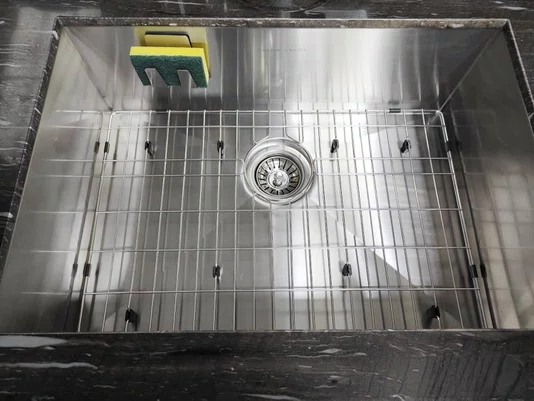Porta Esponja Com Fita Dupla- Face Em Aço Inox Escovado