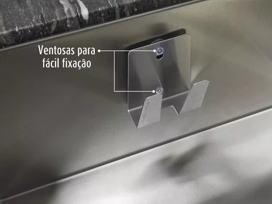 Porta Esponja Com Ventosa Em Aço Inox 304 Escovado (2 Un)