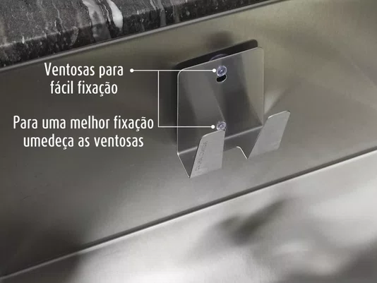 Porta Esponja Com Ventosa Calha Úmida Em Aço Inox 304 Escovado