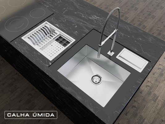 Porta Esponja/Sabão Para Bancada Em Aço Inox Escovado 25cm