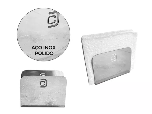 Porta Guardanapo Em Aço Inox Brilhante Para Casa Bar Restaurante