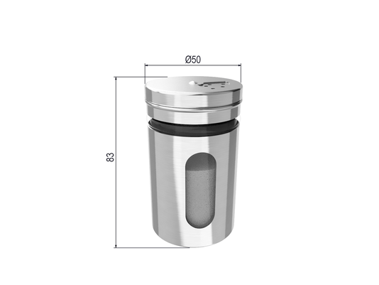 Porta Tempero e Condimentos Revestido Em Aço Inox Com Visor de Vidro (3 Un)