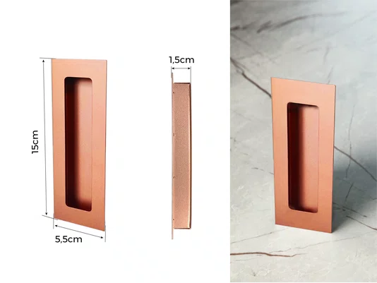 Puxador Concha/Cava 15cm Em Aço Inox Cor Res Gold Mate (2un)