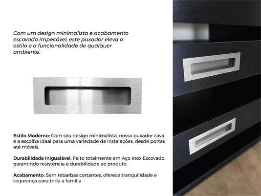 Puxador Concha/Cava 15cm Em Aço Inox Escovado (2un)