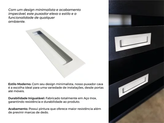 Puxador Concha/Cava 20cm Em Aço Inox Cor Branco Pérola (2un)