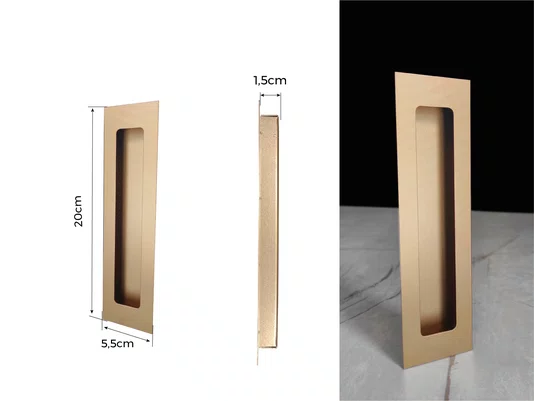 Puxador Concha/Cava 20cm Em Aço Inox Cor Dourado Zen (2un)