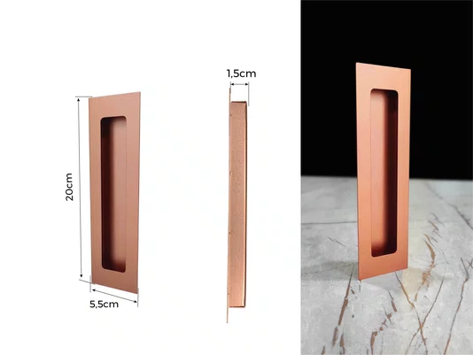 Puxador Concha/Cava 20cm Em Aço Inox Cor Res Gold Mate (2un)