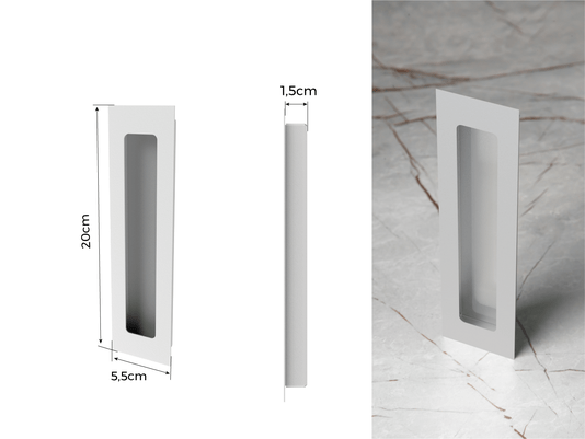 Puxador Concha/Cava 20cm Em Aço Inox Cor Branco Fosco (2un)
