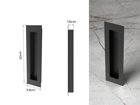 Puxador Concha/Cava 20cm Em Aço Inox Cor Preto Fosco (2un)