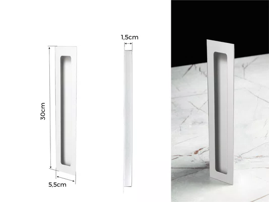 Puxador Concha/Cava 30cm Em Aço Inox Cor Branco Pérola (2un)