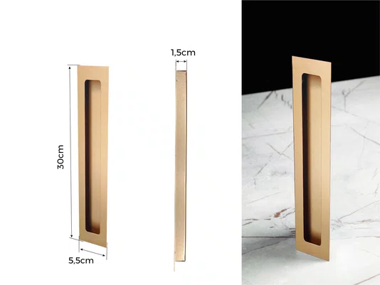 Puxador Concha/Cava 30cm Em Aço Inox Cor Dourado Zen (2un)