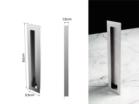 Puxador Concha/Cava 30cm Em Aço Inox Escovado (2un)