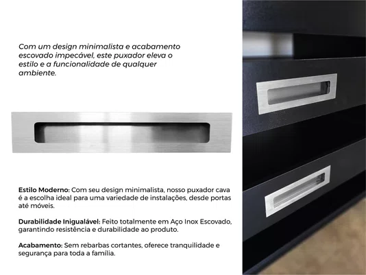 Puxador Concha/Cava 30cm Em Aço Inox Escovado (2un)